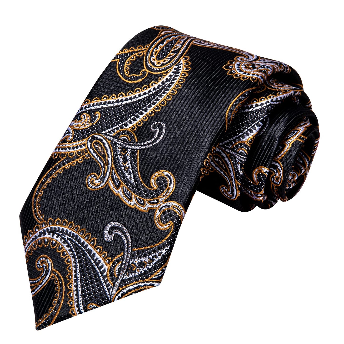 Hi-Tie Silk Paisley Ties for Men Necktie Pocket Square Cufflinks Set Foral Tie Sets Formal Business