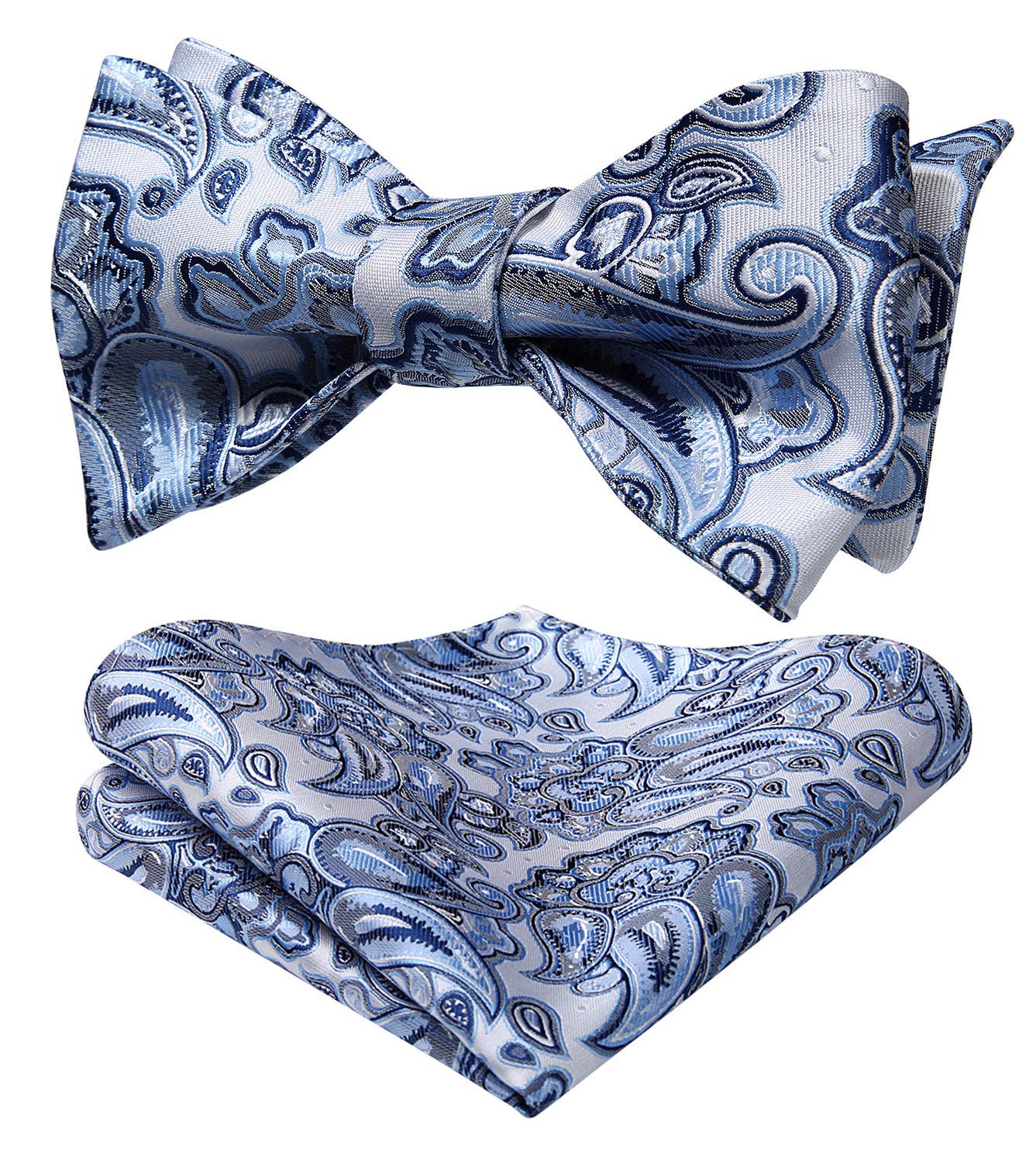 HISDERN Bow Ties for Men Floral Bowties Mens Self Tie Bow Tie Handkerchief Jacquard Woven Bowtie Pocket Square Set