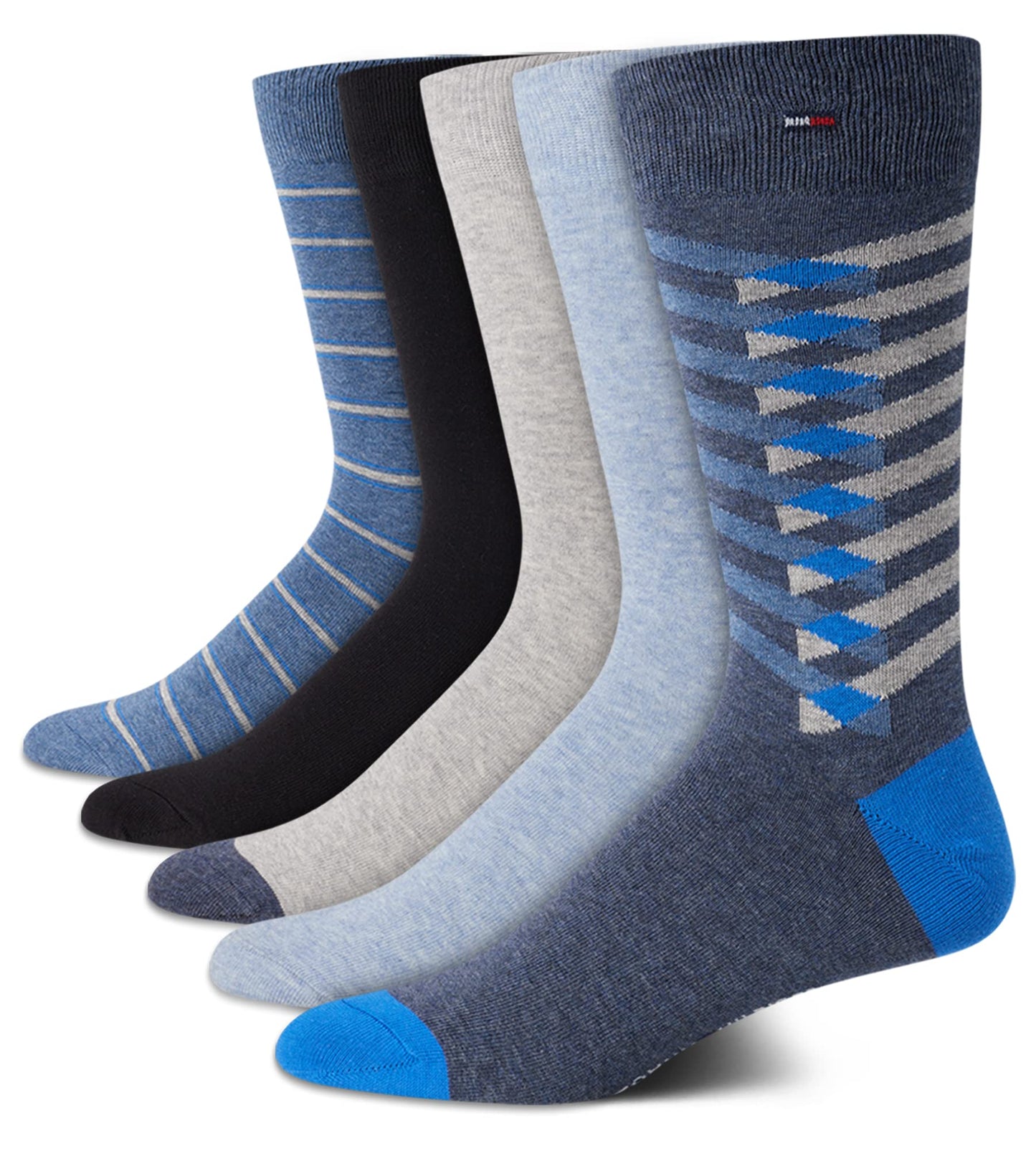 Tommy Hilfiger Men's Dress Socks - 5 Pack Lightweight Patterned Comfort Crew Socks for Men - Mens Long Work Socks (Size 7-12)