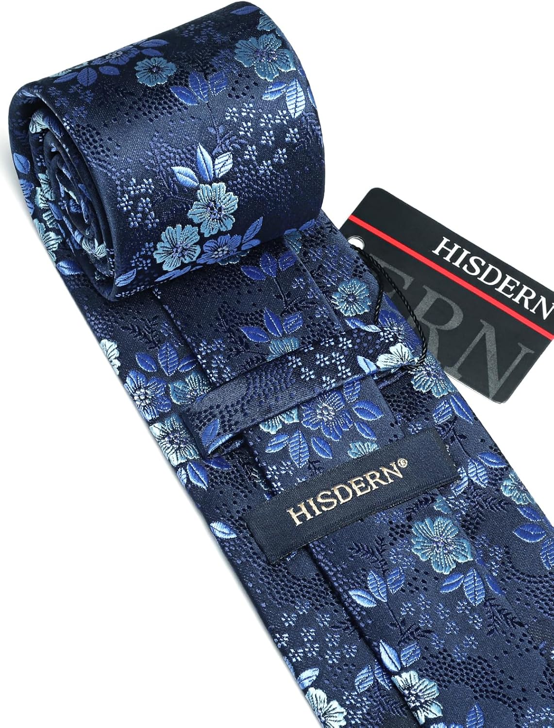 Men Floral Ties Woven Classic 3.4" NeckTie Set Formal Tie Pocket Square for Wedding with Handkerchief