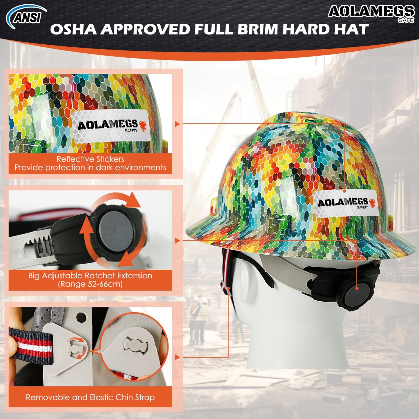 Stylish Full Brim Hard Hat with Visor and Liner (Option) -OSHA Approved Construction Safety Helmet for Men Women,ANSI Z89.1 Carbon Fiber Pattern Hardhats with Glasses and Chin Strap,4-pt