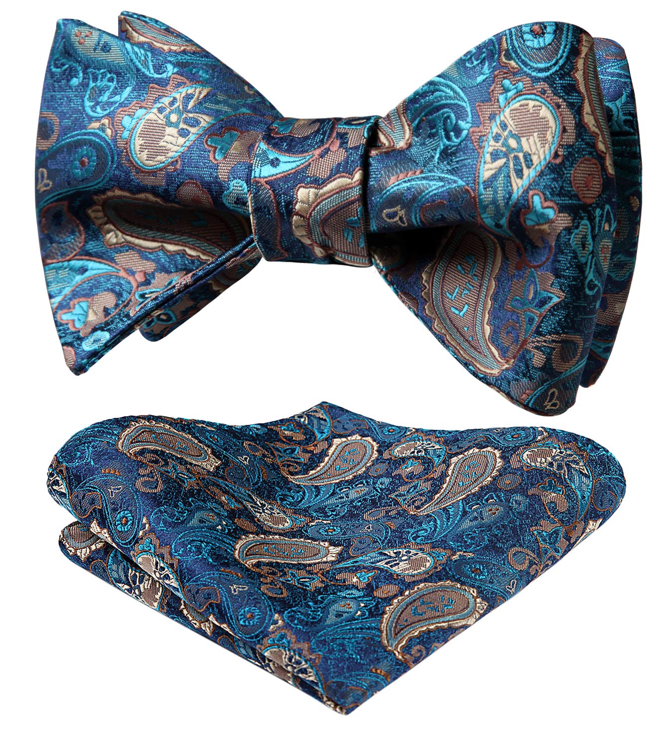 HISDERN Bow Ties for Men Paisley Bowties Mens Self Tie Bow Tie and Pocket Square Set Formal Tuxedo Wedding Bowtie