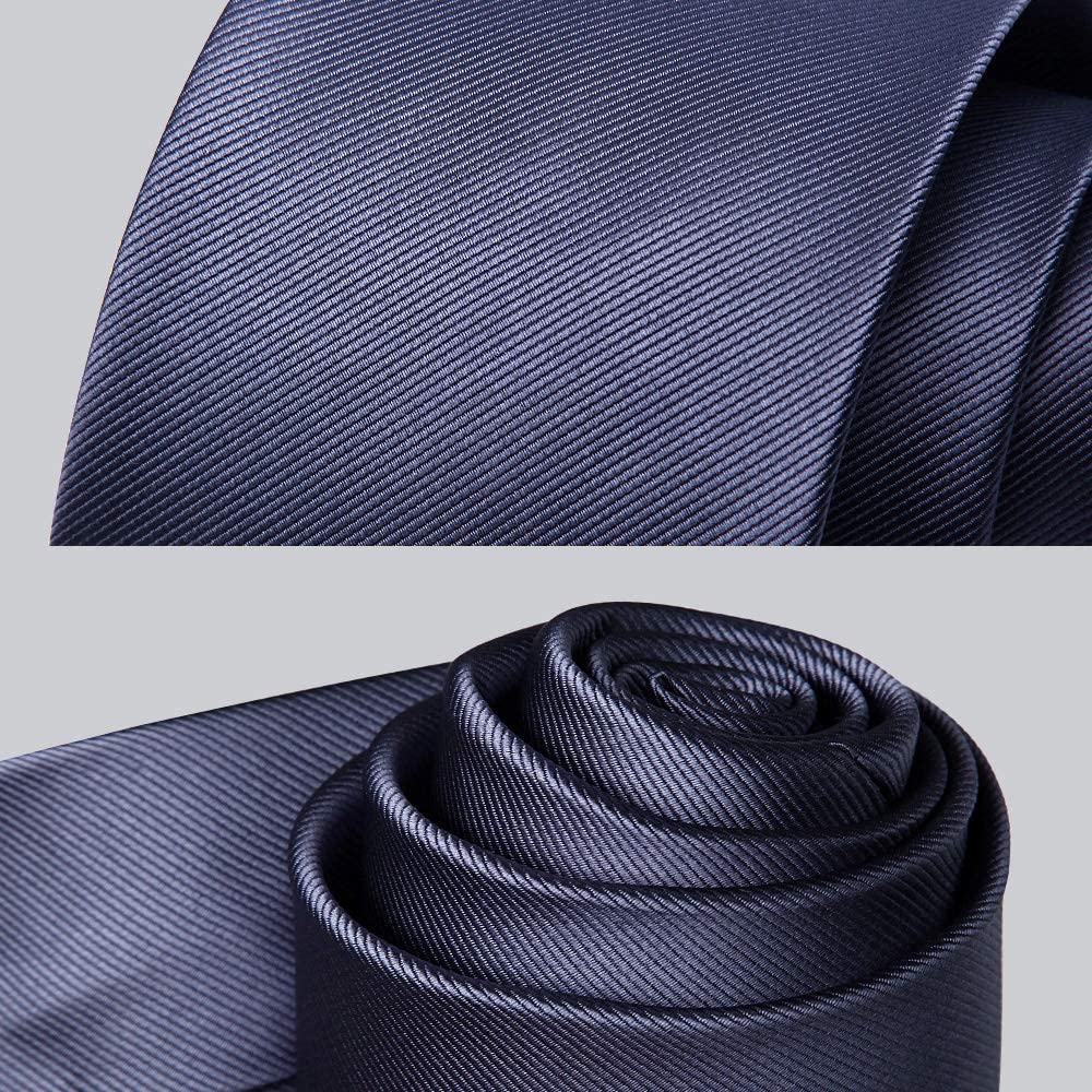 HISDERN Mens Ties Solid Color Ties for Men Formal Necktie with Pocket Square Set Satin Silk Neck Tie Handkerchiefs Set