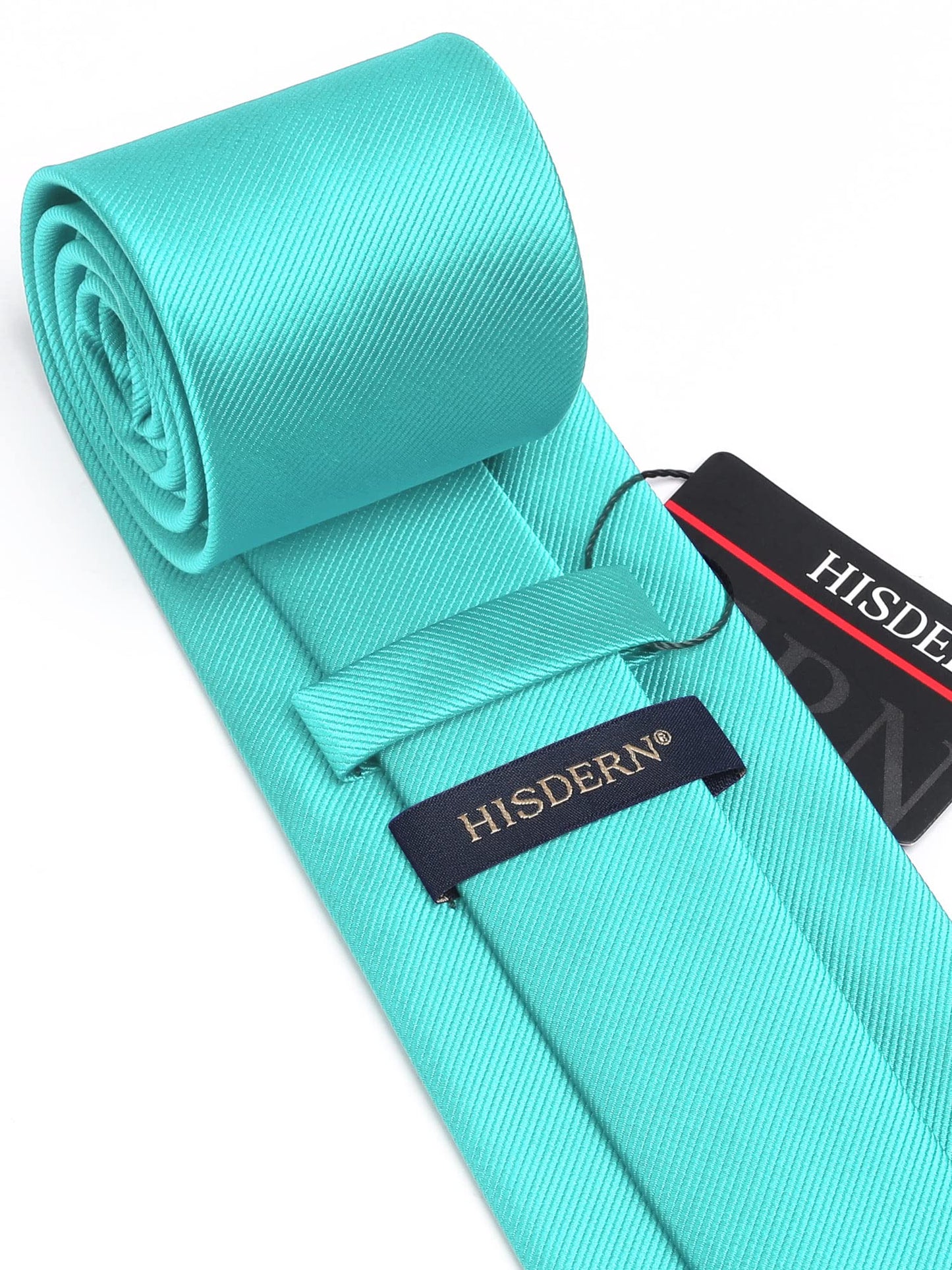 HISDERN Mens Ties Solid Color Ties for Men Formal Necktie with Pocket Square Set Satin Silk Neck Tie Handkerchiefs Set