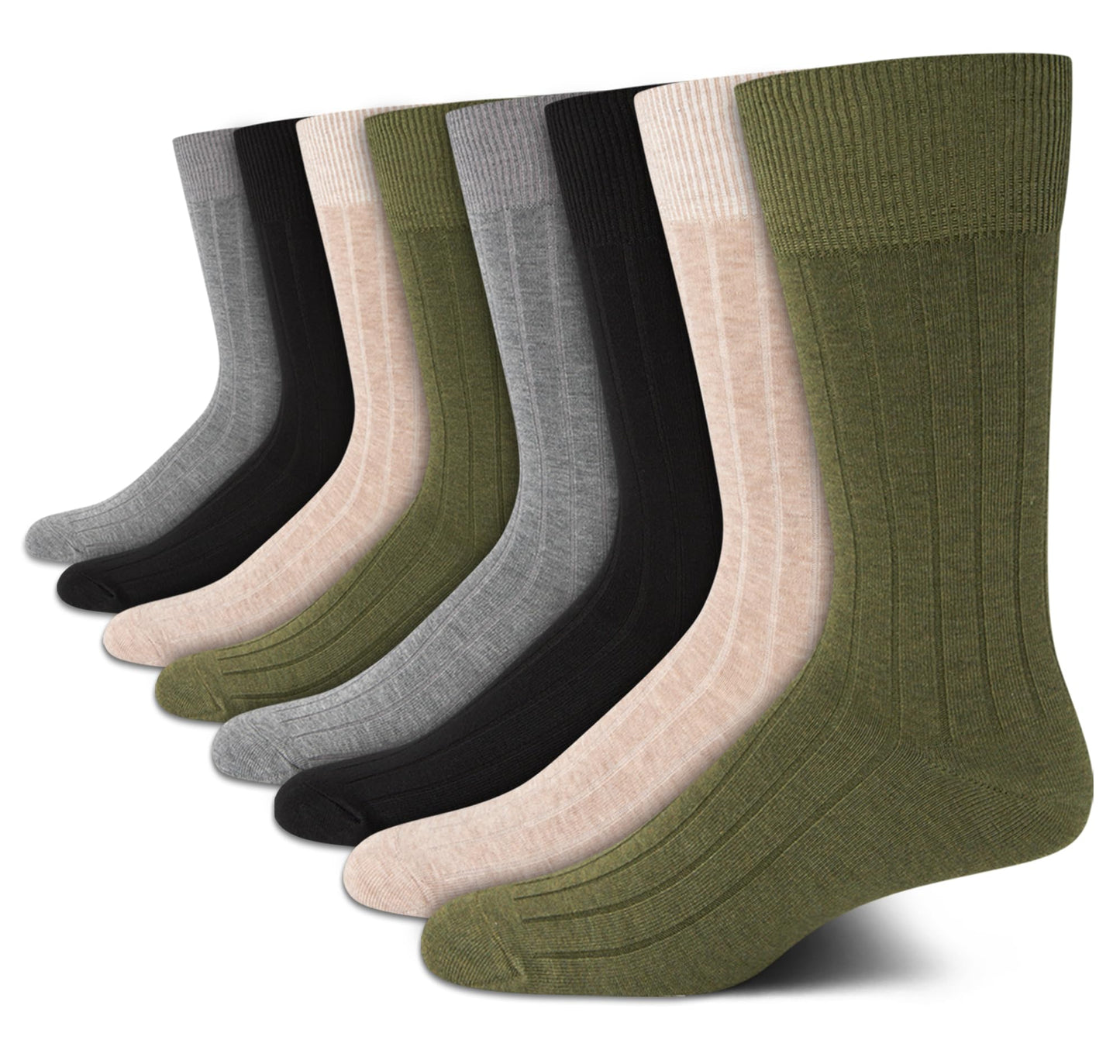 Calvin Klein Men's Dress Socks - Lightweight Cotton Blend Crew Socks (8 Pairs)