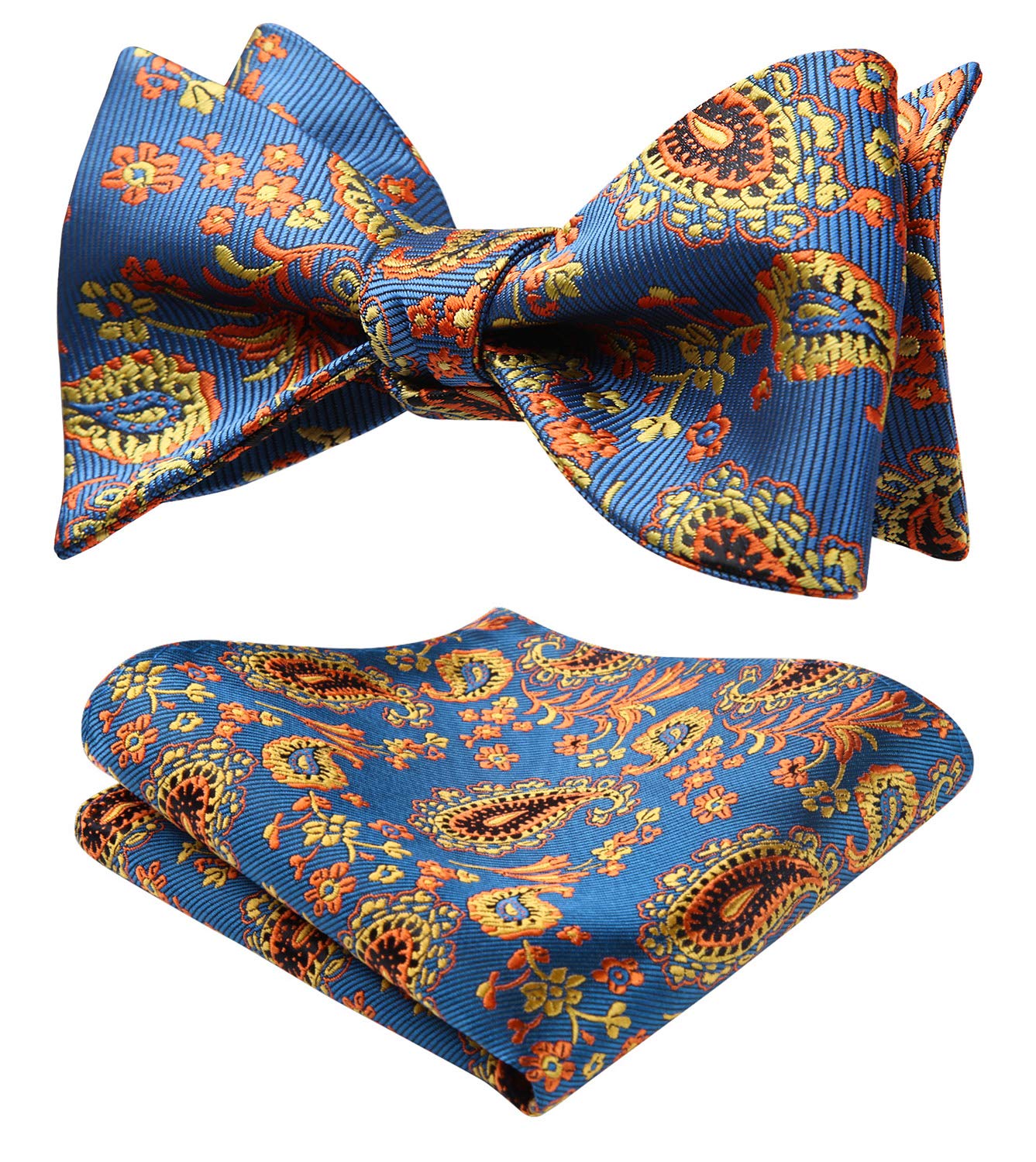 HISDERN Bow Ties for Men Paisley Bowties Mens Self Tie Bow Tie and Pocket Square Set Formal Tuxedo Wedding Bowtie