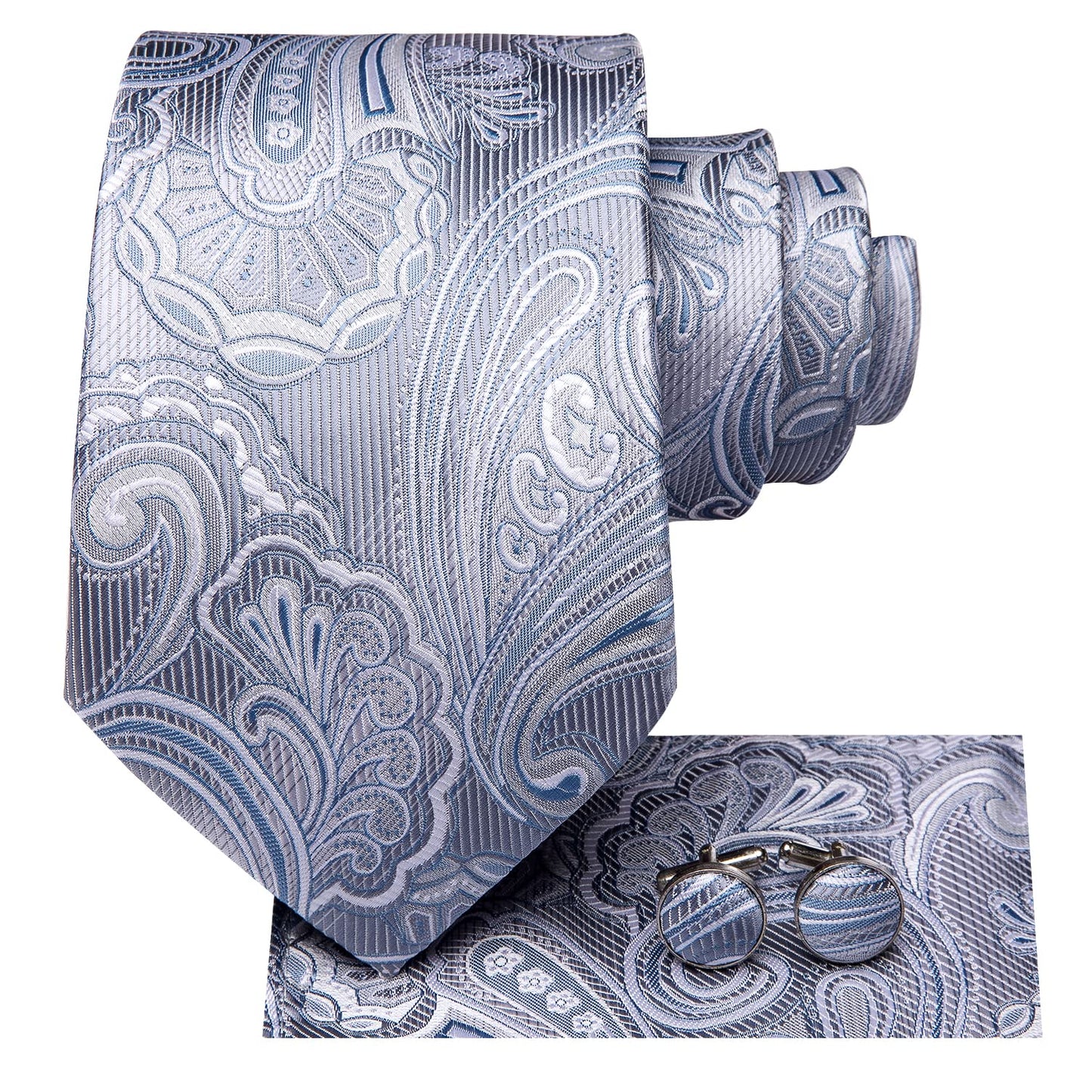 Hi-Tie Silk Paisley Ties for Men Necktie Pocket Square Cufflinks Set Foral Tie Sets Formal Business