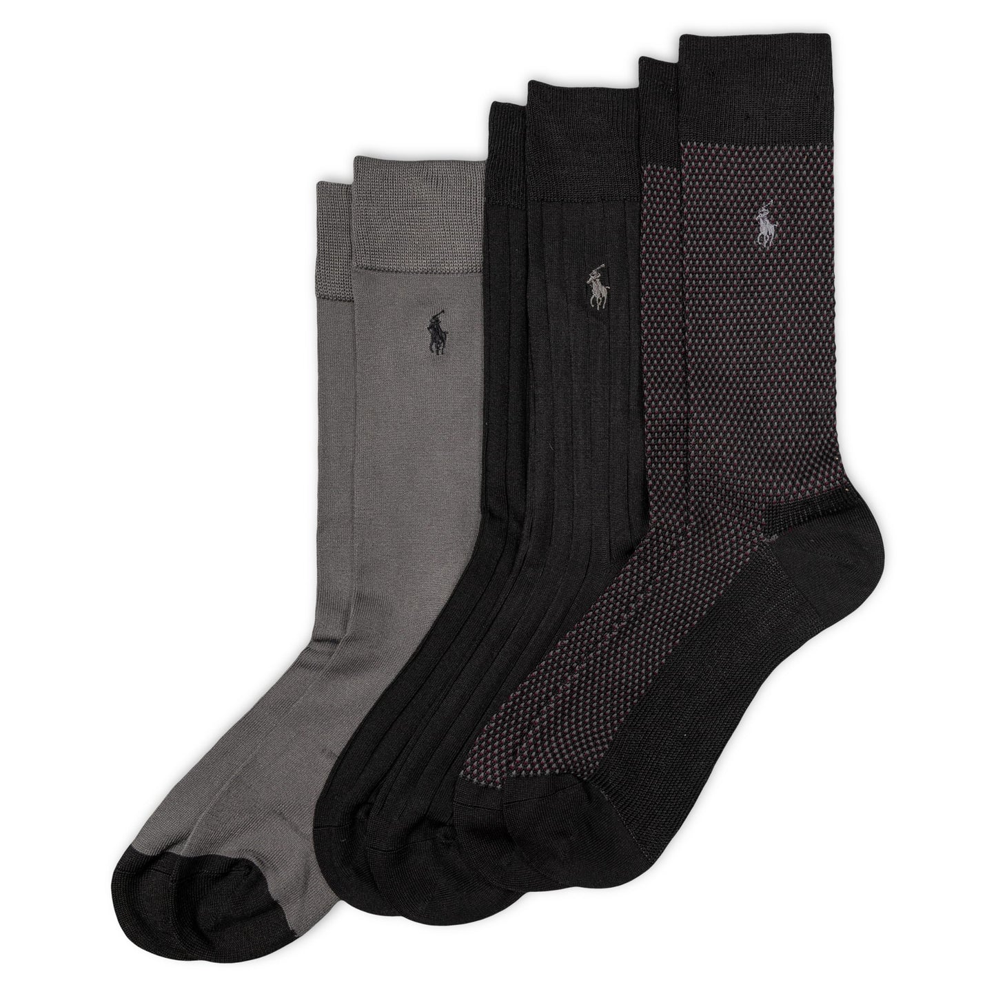 POLO RALPH LAUREN Men's Super Soft Birdseye Dress Crew Socks-3 Pair Pack-Signature Embroidered Pony & Heel-Toe Reinforcement