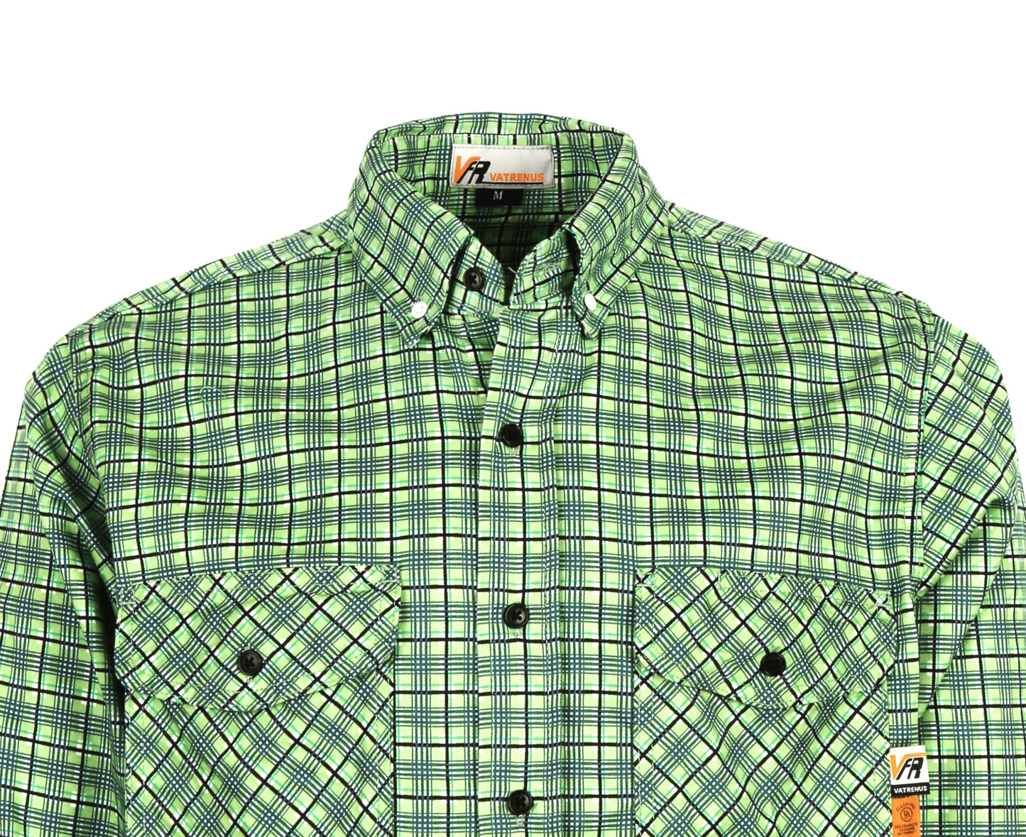 FR Shirts for Men Print Plaid 6.5oz Flame Resistant 100% Cotton Men's Pre-Washed Fire Retardant Work Shirt