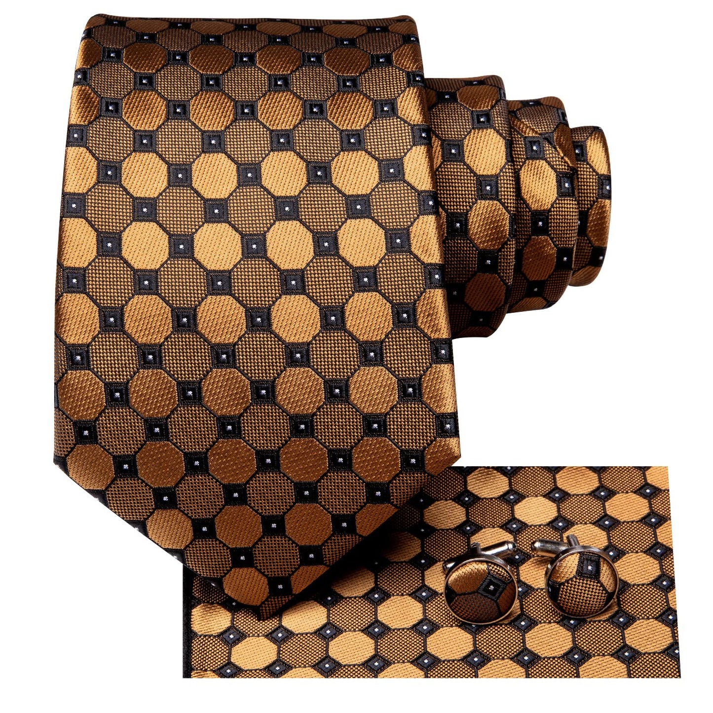 Dubulle Mens Tie Set Solid Paisley Silk Striped Necktie for Men with Cufflinks Tie and Pocket Square