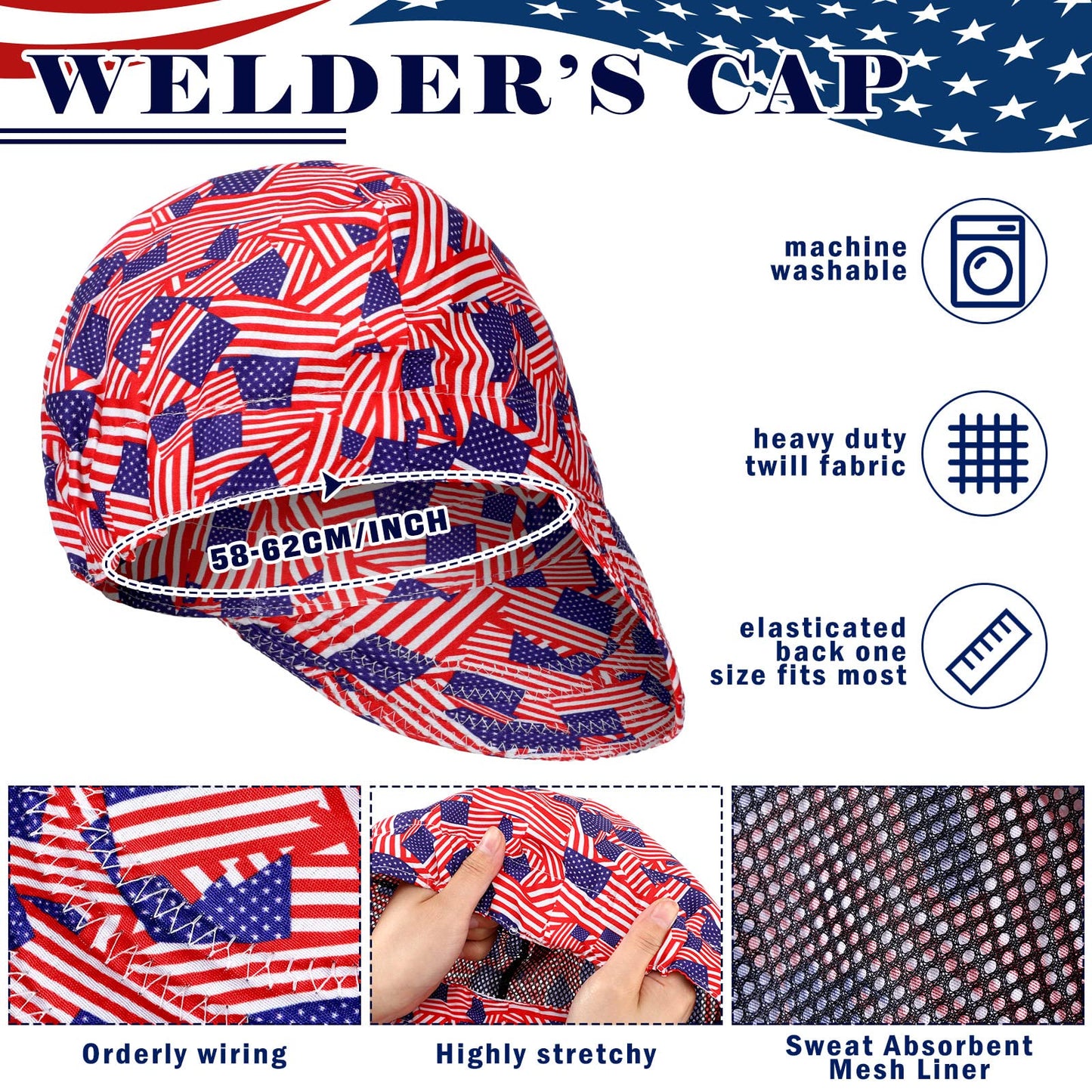 Marsui 6 Pcs Welding Caps Welding Hats Beanie for Men Women Camo Welder's Cap Welding Helmet Liners Welding Accessories Tools