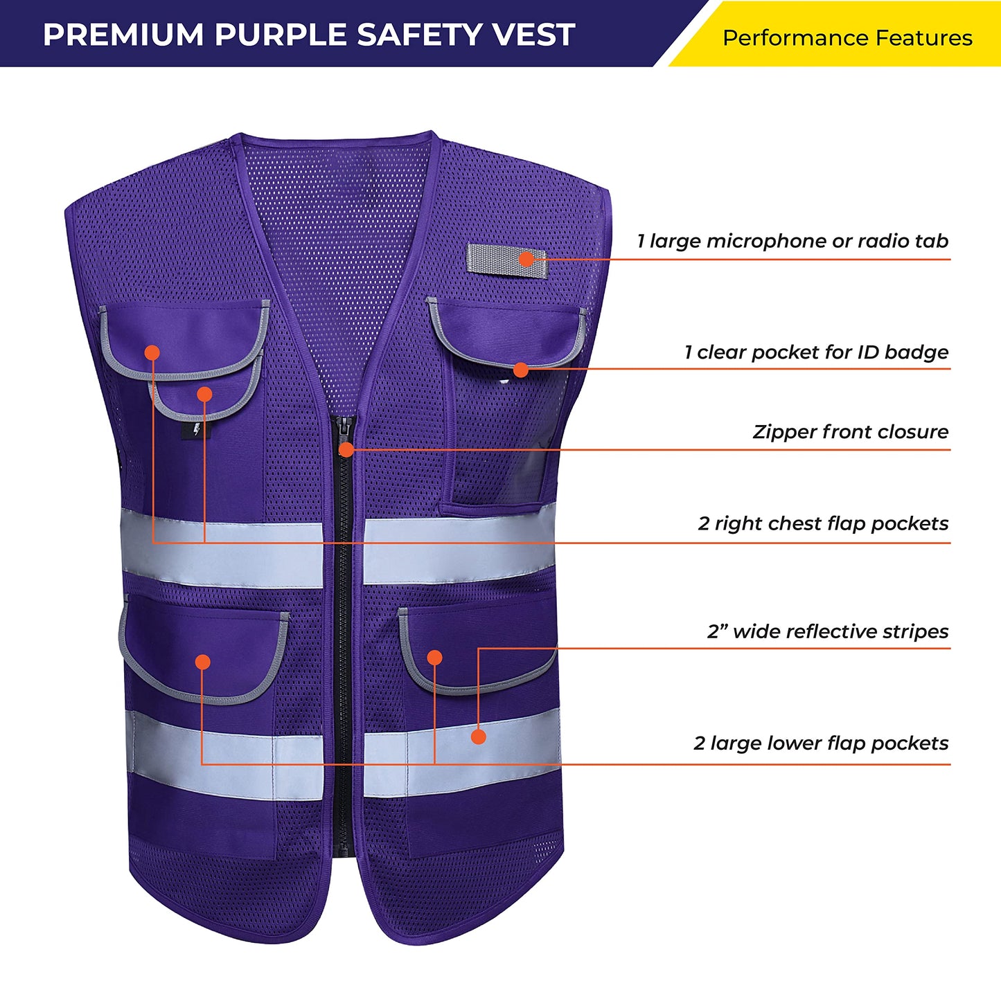 Shine Bright Safety Vest - High Visibility with Reflective Straps and Pockets – Premium, Soft, Durable, and Breathable