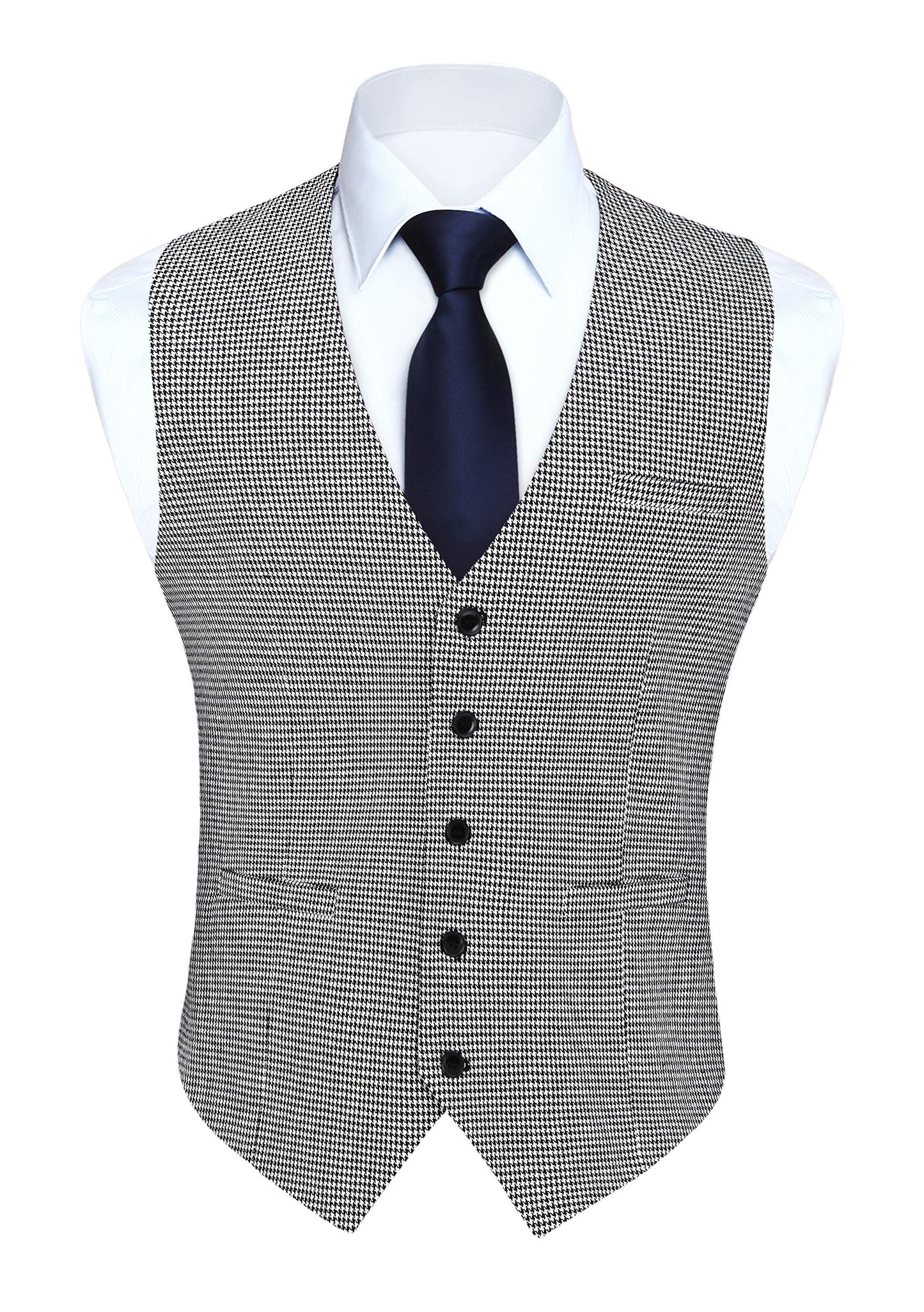 HISDERN Men's Suit Vest Business Plaid Formal Dress Waistcoat Slim Fit Vests for Men with 3 Pocket for Suit or Tuxedo