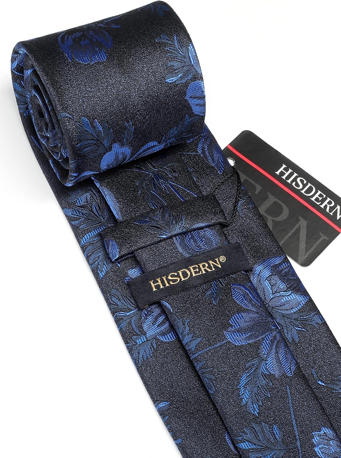 Men Floral Ties Woven Classic 3.4" NeckTie Set Formal Tie Pocket Square for Wedding with Handkerchief