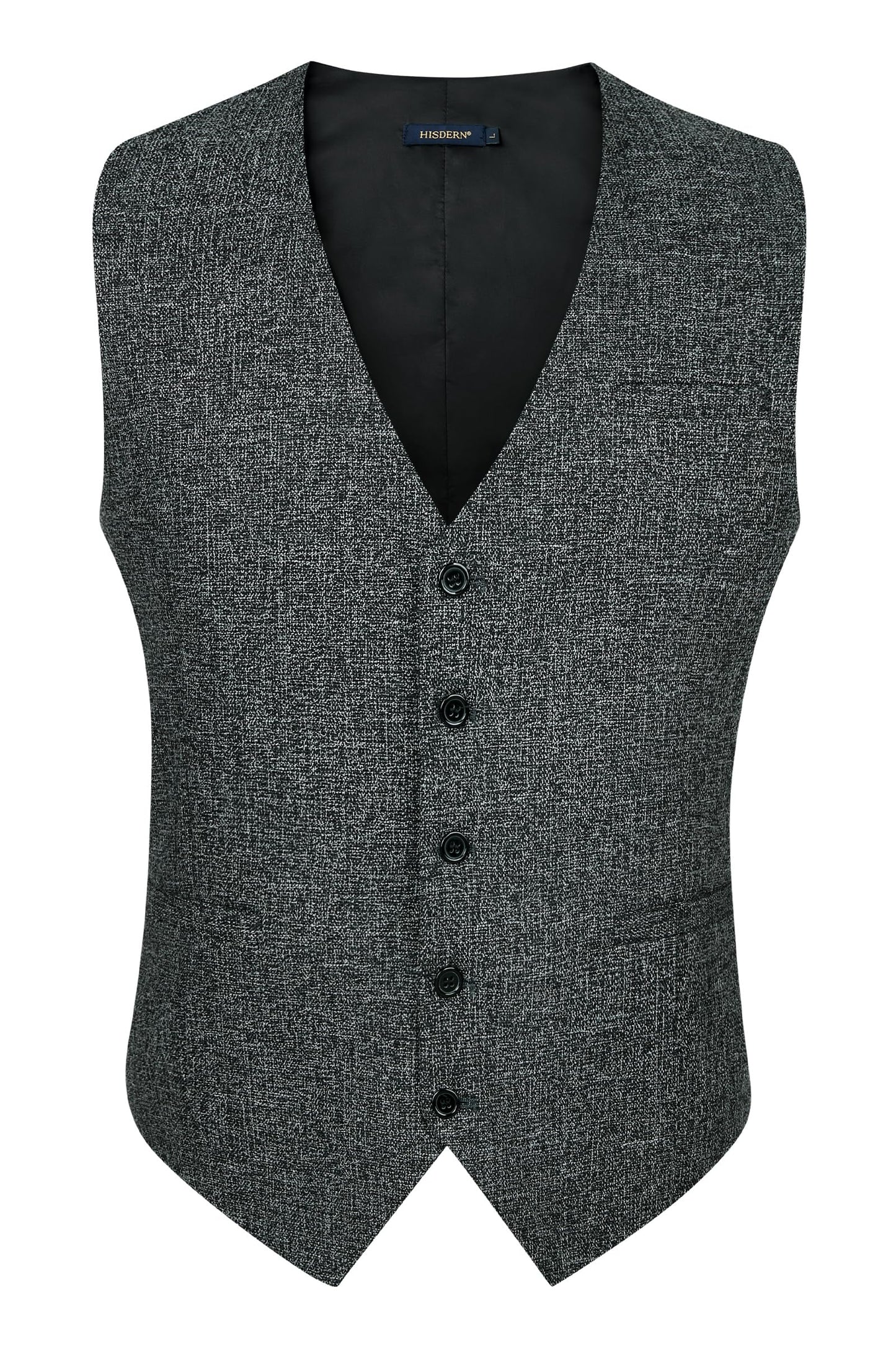 HISDERN Men's Suit Vest Plaid Dress Vest for Men Slim Fit Formal Business Waistcoat Tuxedo V-Ncek Solid Vest for Wedding