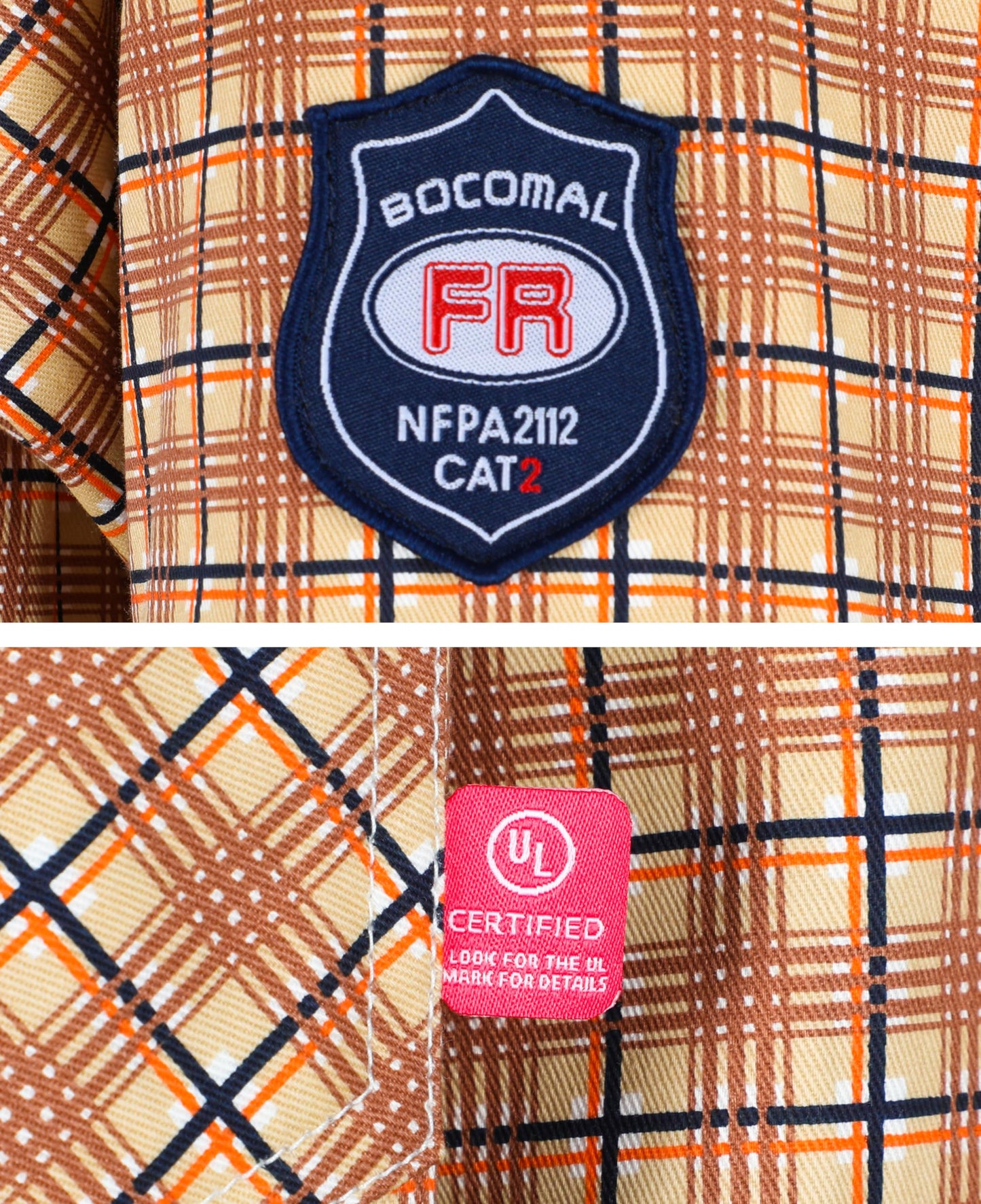 BOCOMAL FR Shirts Flame Resistant NFPA2112/CAT2 6.5oz Light Weight Printed Fire Retardant Plaid Shirt