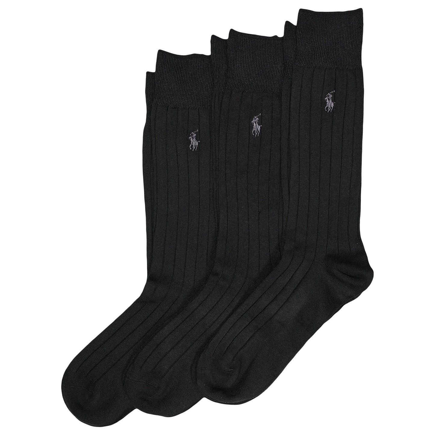 Polo Ralph Lauren Men's Super Soft Ribbed Dress Crew Socks -3 Pair Pack- Lightweight Comfort