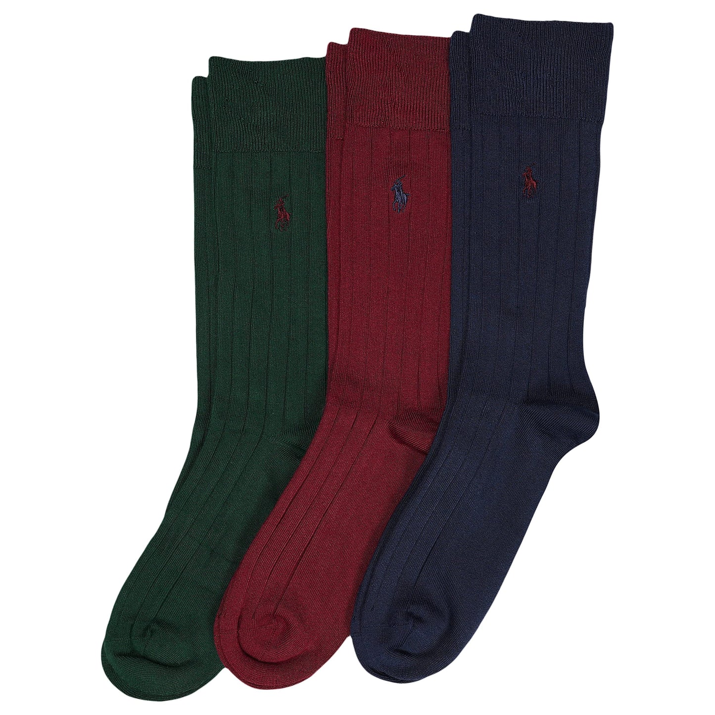 Polo Ralph Lauren Men's Super Soft Ribbed Dress Crew Socks -3 Pair Pack- Lightweight Comfort