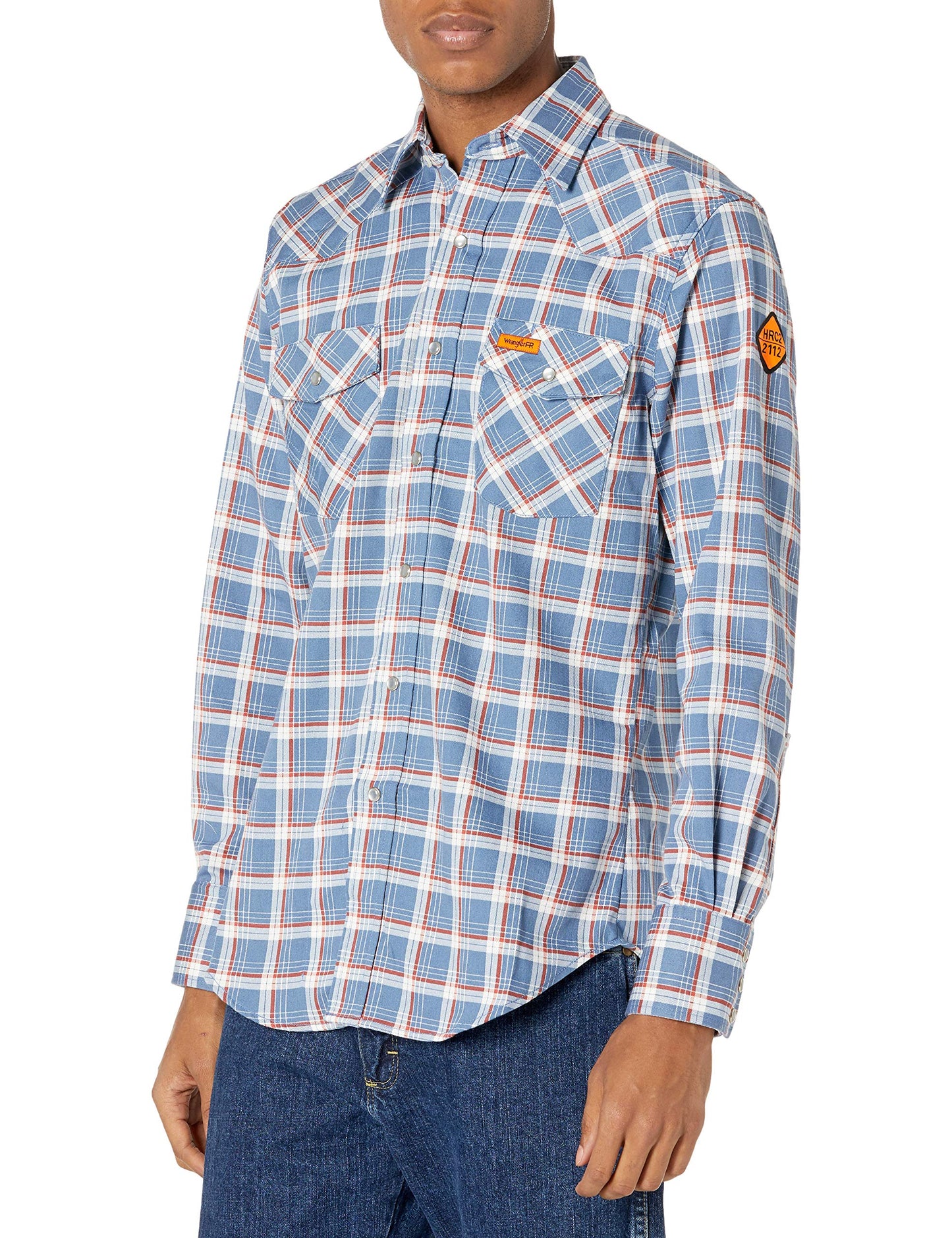 Wrangler Mens Riggs Workwear Flame Resistant Western Long Sleeve Two Pocket Snap Shirt