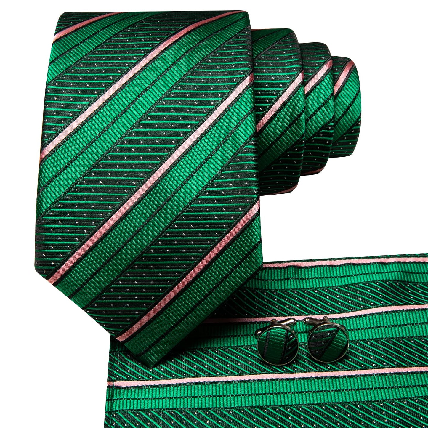 Dubulle Mens Tie Set Solid Paisley Silk Striped Necktie for Men with Cufflinks Tie and Pocket Square