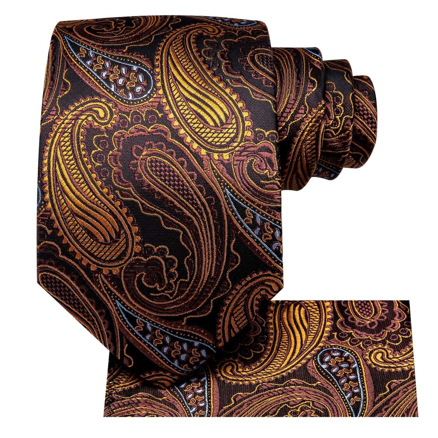 Hi-Tie Silk Paisley Ties for Men Necktie Pocket Square Cufflinks Set Foral Tie Sets Formal Business