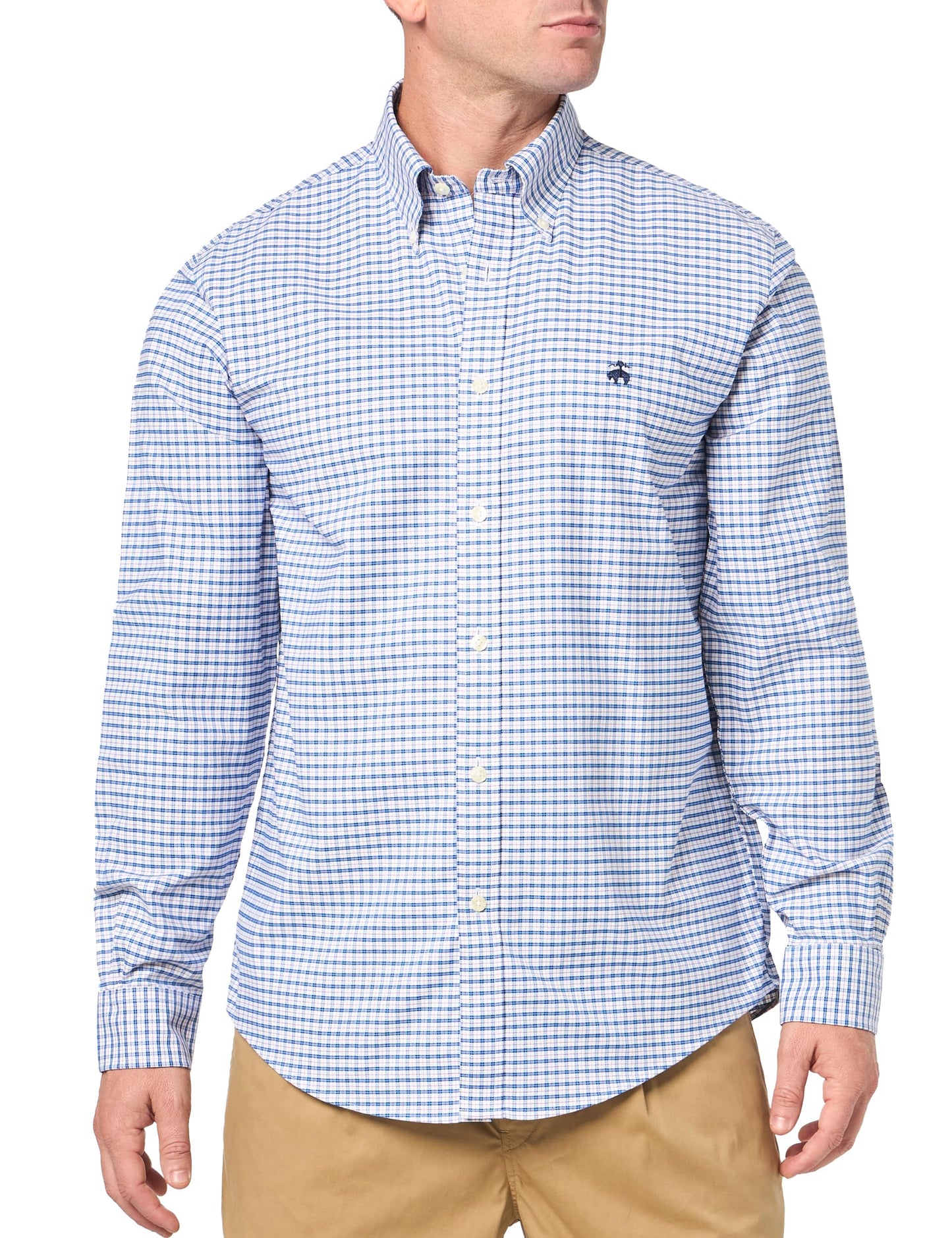 Brooks Brothers Men's Non-Iron Stretch Oxford Long Sleeve Check Sport Shirt