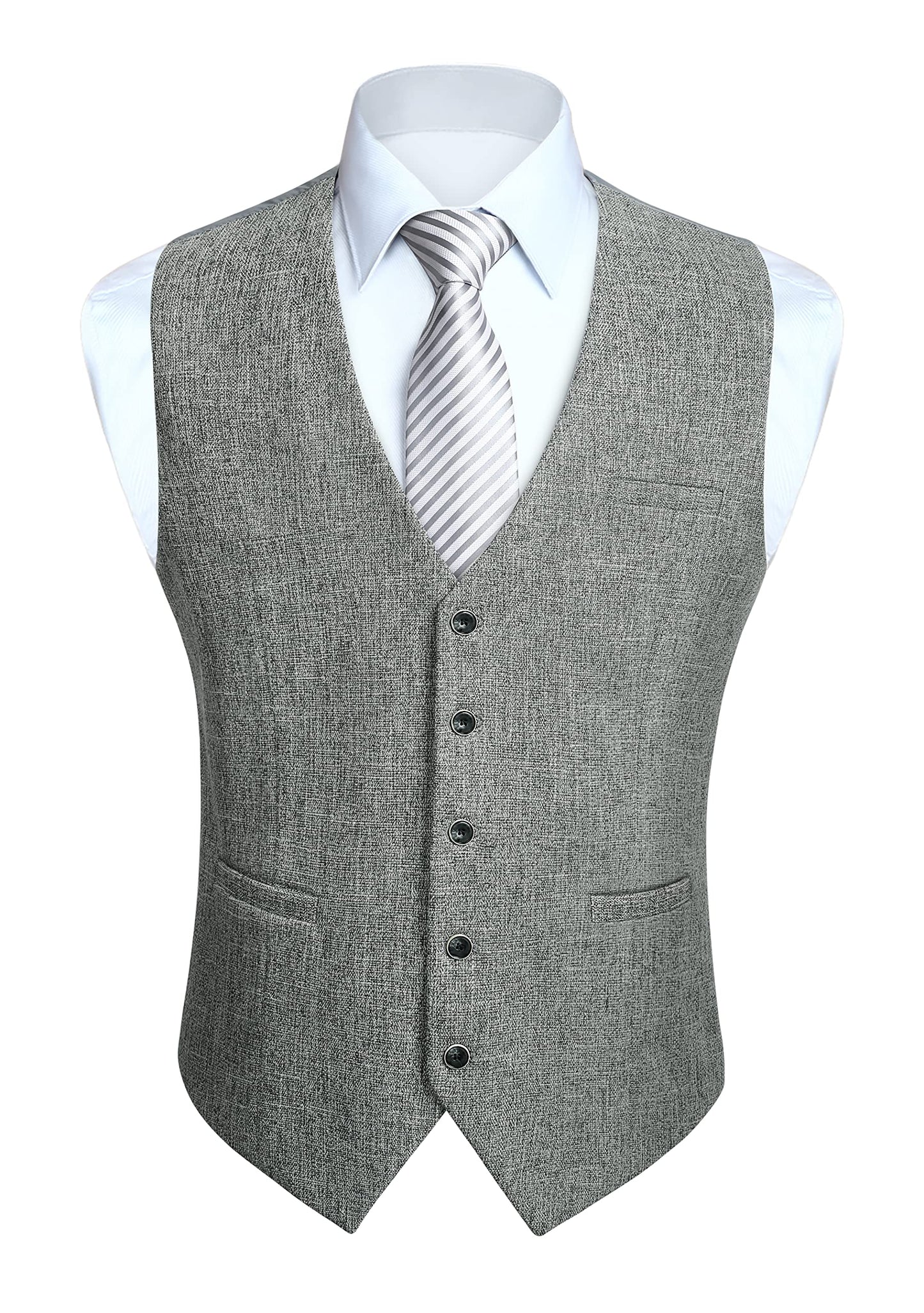 HISDERN Men's Suit Vest Business Plaid Formal Dress Waistcoat Slim Fit Vests for Men with 3 Pocket for Suit or Tuxedo