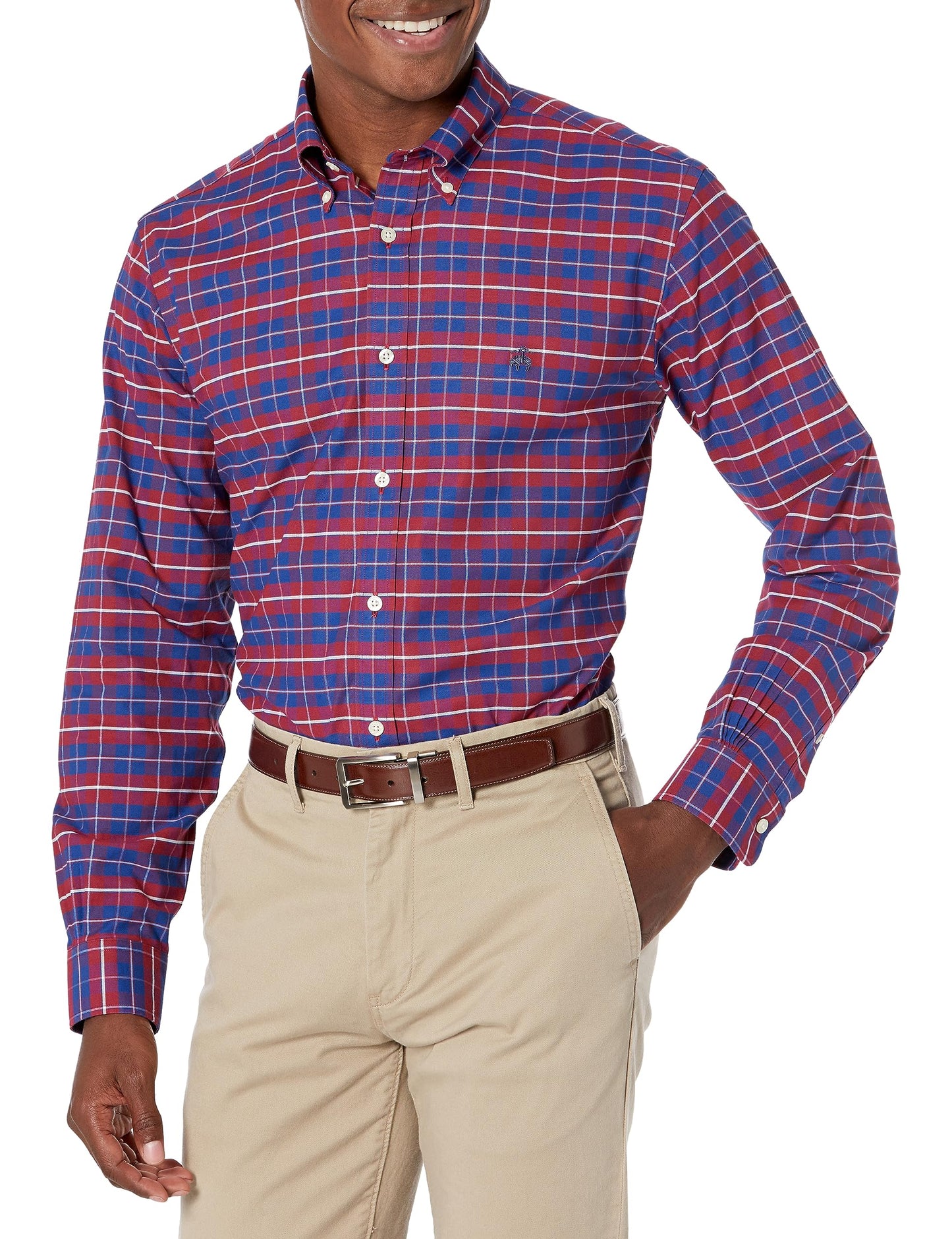 Brooks Brothers Men's Non-Iron Stretch Oxford Long Sleeve Check Sport Shirt