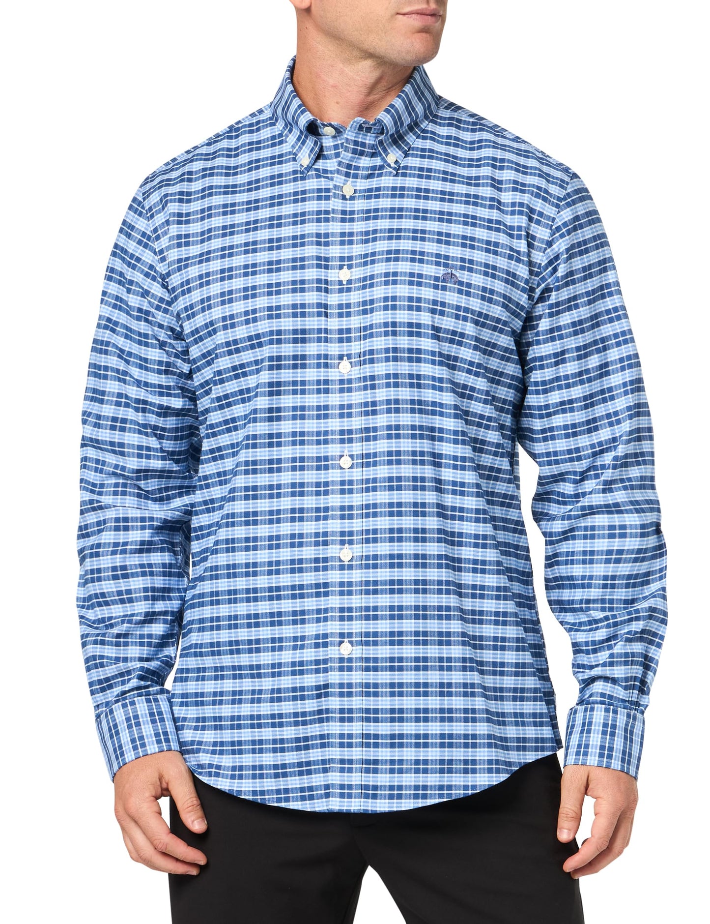 Brooks Brothers Men's Non-Iron Stretch Oxford Long Sleeve Check Sport Shirt