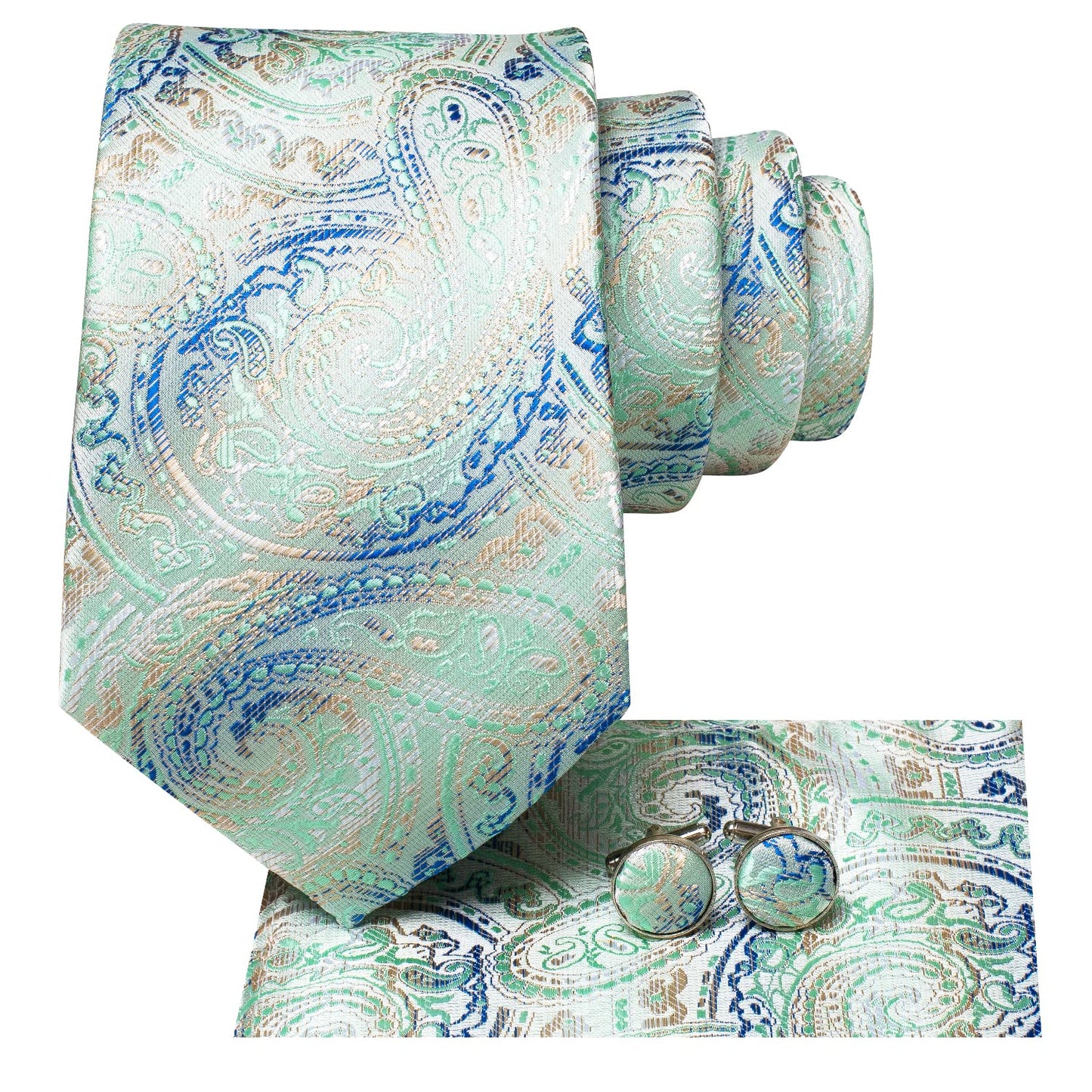 Hi-Tie Silk Paisley Ties for Men Necktie Pocket Square Cufflinks Set Foral Tie Sets Formal Business