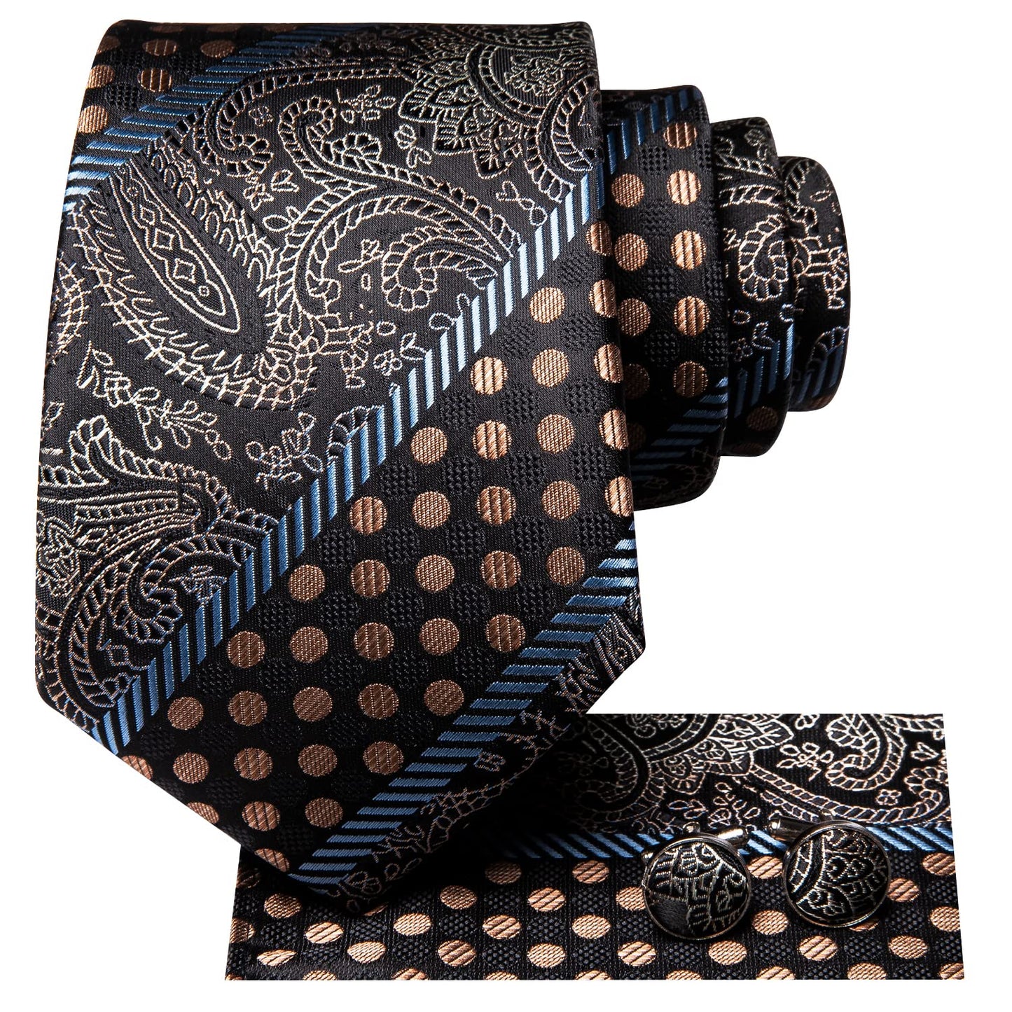 Hi-Tie Silk Paisley Ties for Men Necktie Pocket Square Cufflinks Set Foral Tie Sets Formal Business