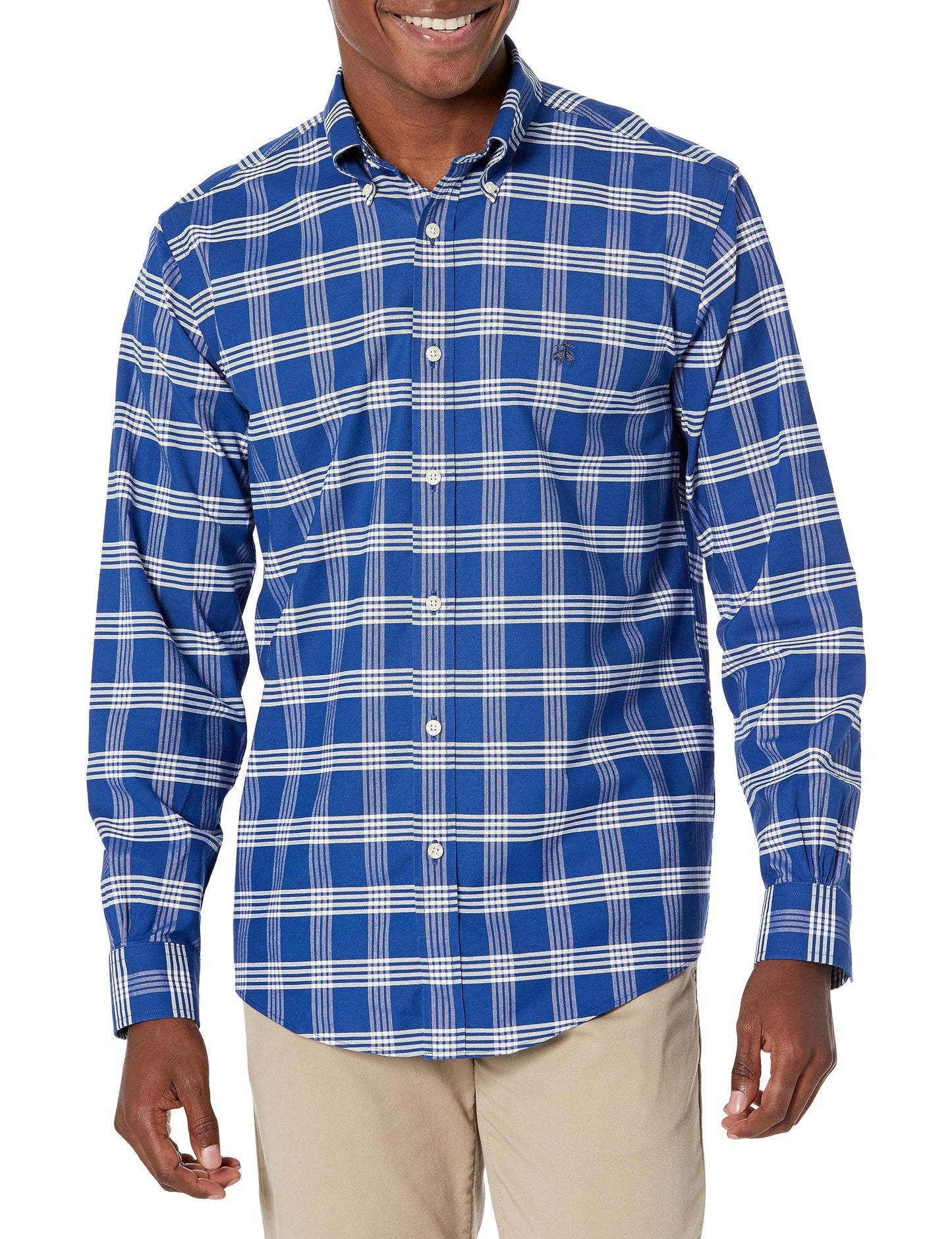 Brooks Brothers Men's Non-Iron Stretch Oxford Long Sleeve Check Sport Shirt