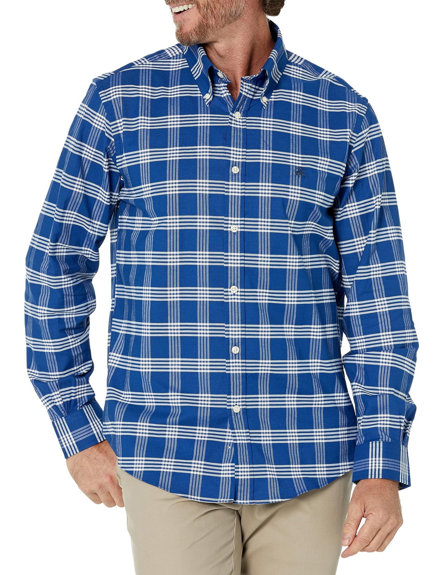 Brooks Brothers Men's Non-Iron Stretch Oxford Long Sleeve Check Sport Shirt