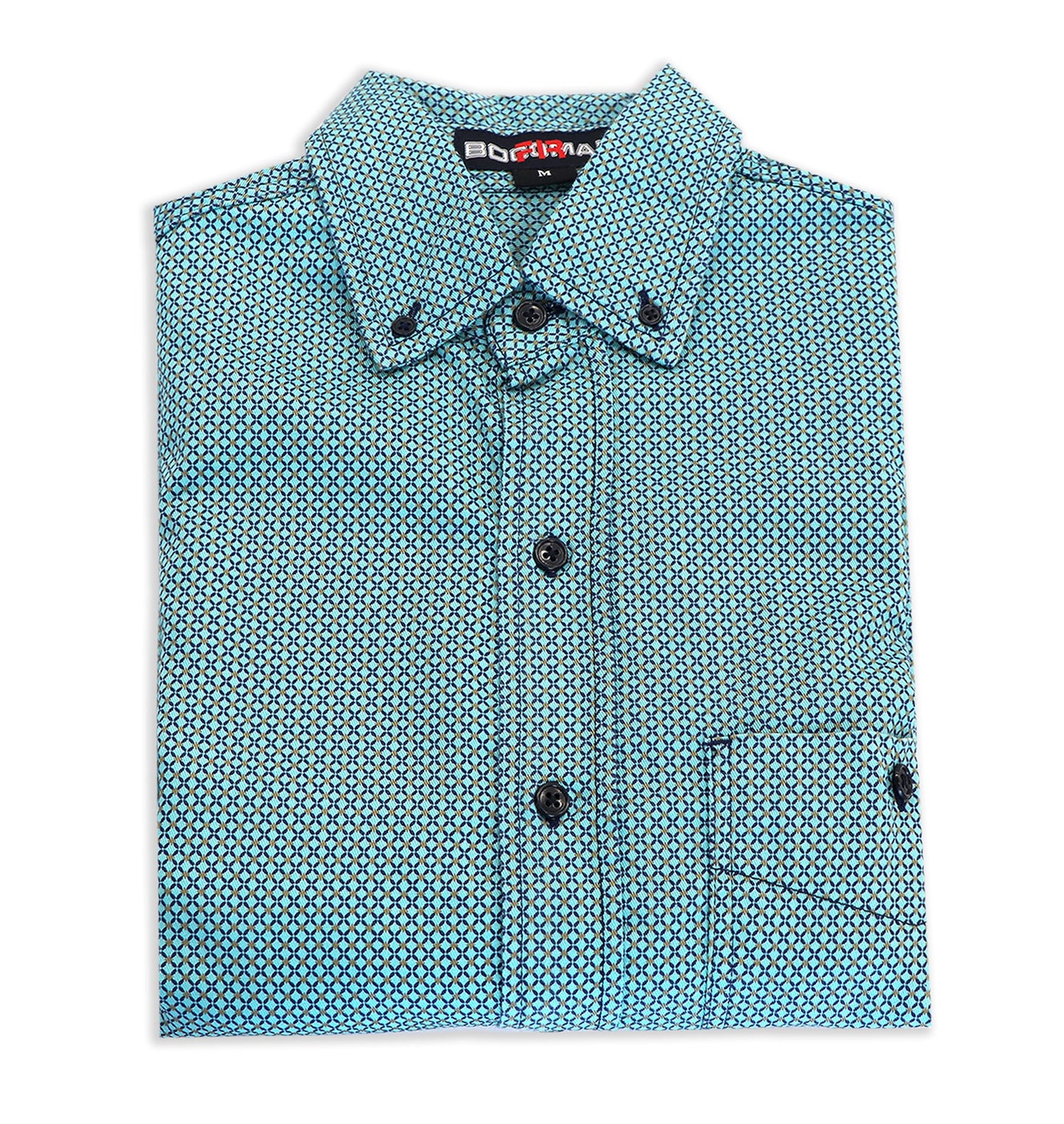 BOCOMAL FR Shirts for Men Printed Plaid Flame Resistant Clothing 6.5oz Cotton Button Up Welding Shirts NFPA2112 CAT2