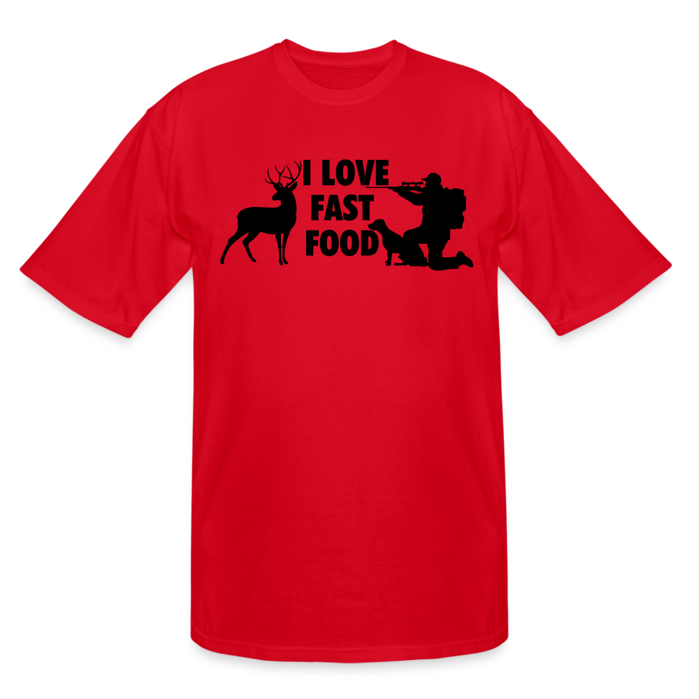 "I Love Fast Food" Men's Tall T-Shirt - red