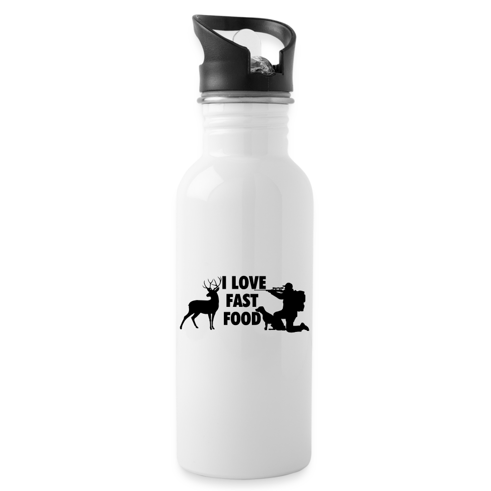 "I Love Fast Food" Water Bottle - white