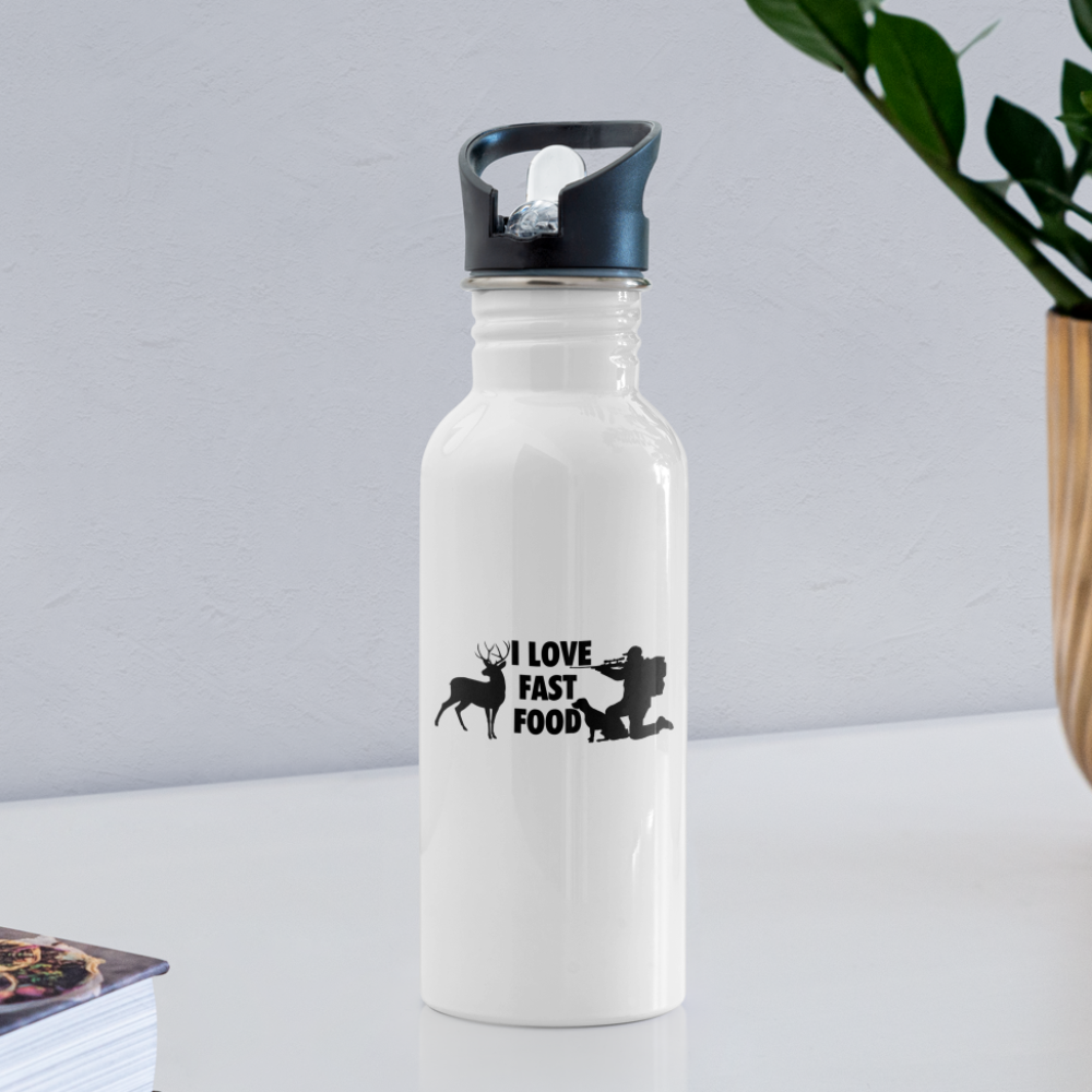 "I Love Fast Food" Water Bottle - white